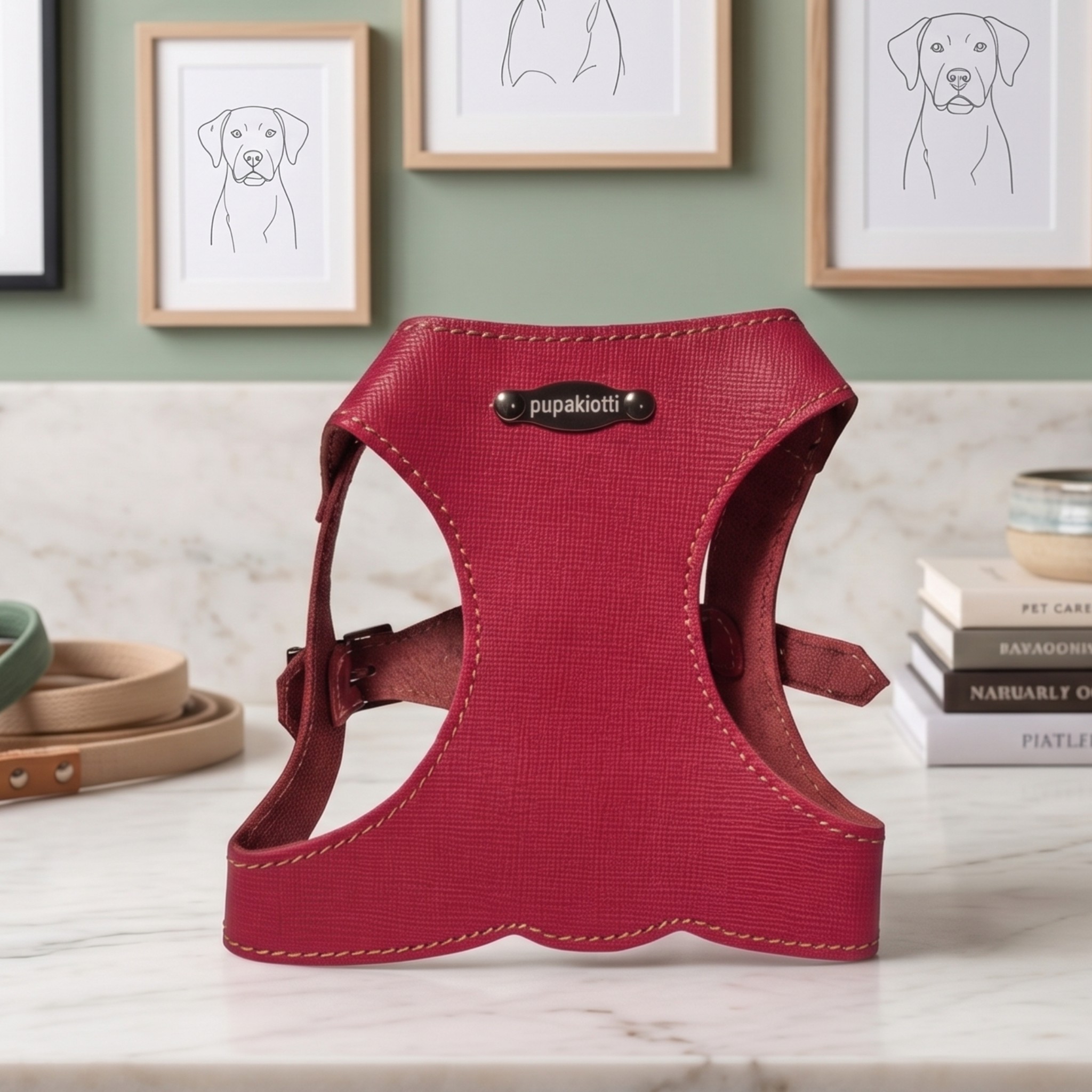 Pettorina Bustier in Vera Pelle per Cani